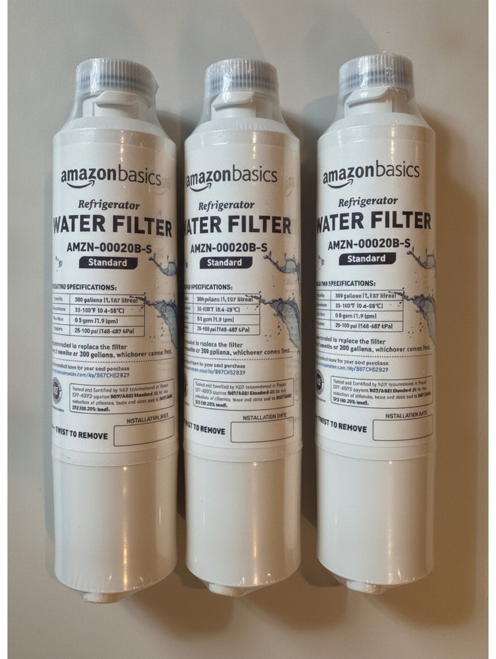 Amazon Basics AMZN-00020B-S Water Filter 3 Pack NEW